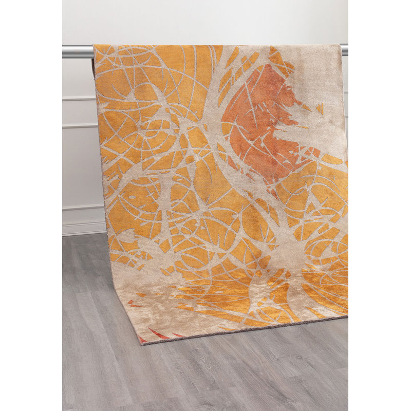 Daukas Rectangle Abstract Cotton and Viscose Indoor / Outdoor Area Rug, Rectangle 6'7" x 9'10"