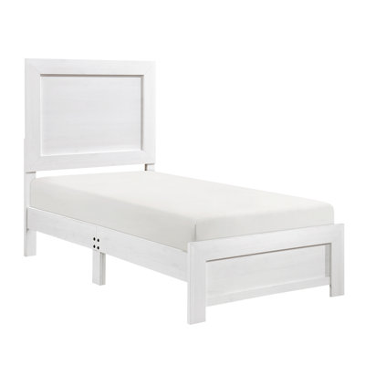 Lit simple blanc pour chambre à coucher - Construction rustique en bois et panneaux de particules avec sommier requis