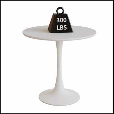 Table de salle à manger ronde 31,5 pouces blanche, table tulipe Mid-Century moderne pour 2 à 4 personnes avec plateau en panneau de fibres à densité moyenne et base piédestal, parfaite pour la cuisine, la salle à manger et le salon