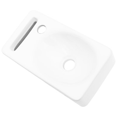 Wall Mounted Ceramic Bathroom Sink White Rectangular With Advantages - 15.88X8.7 Inch, Stain , Low Water Absorption, Acid Resistance, Single Faucet Hole Finish Inch Rectangular,