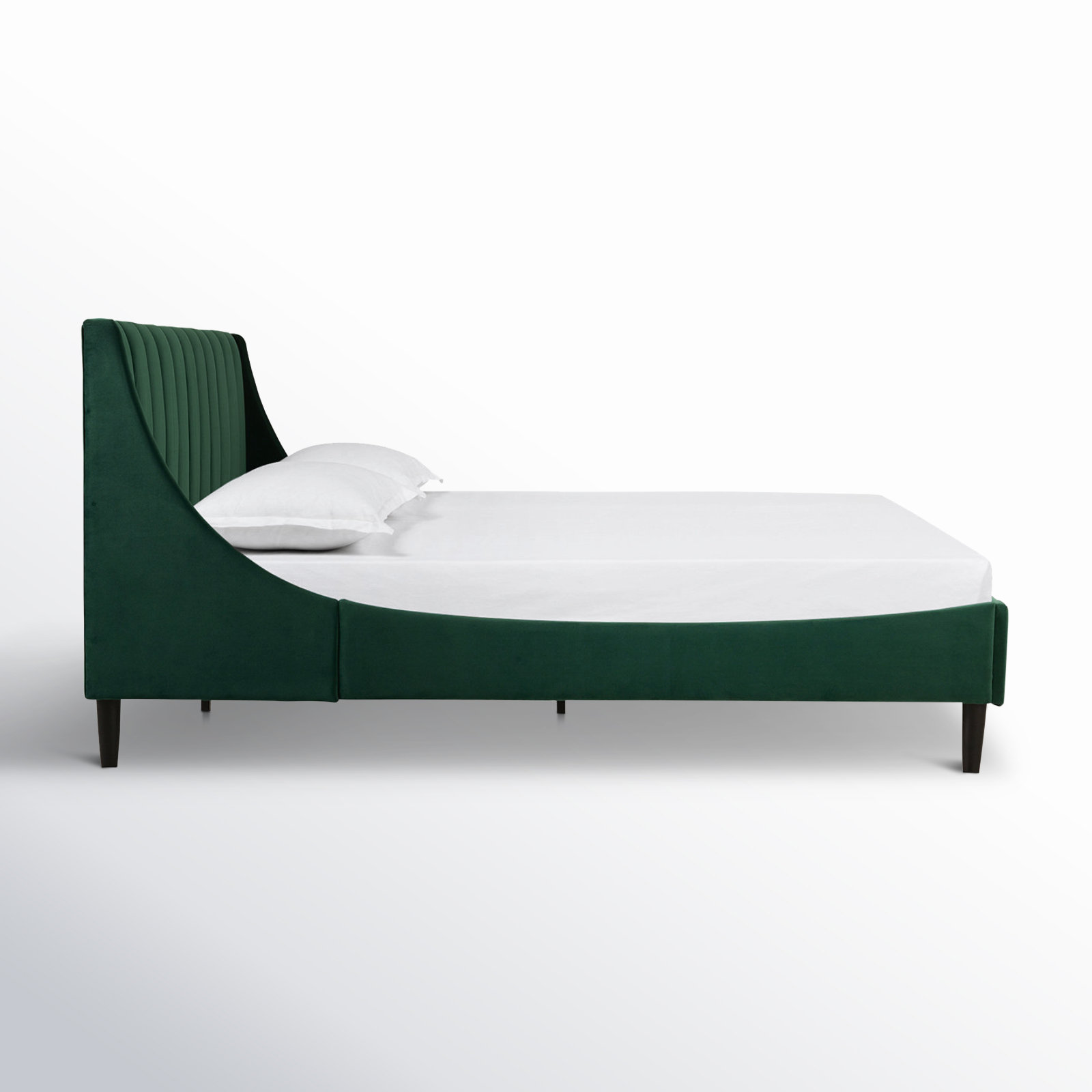 Helaina Velvet Upholstered Wingback Bed, California King, Evergreen Velvet