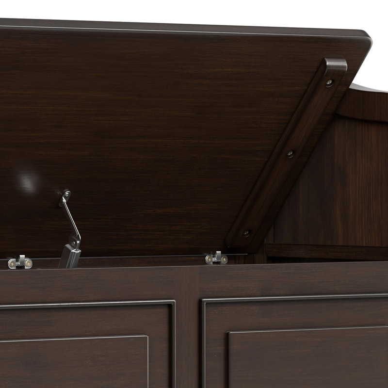 Connaught 56"W Solid Wood Wide Entryway Storage Bench with Lift-Top Lid and 3 Storage Compartments