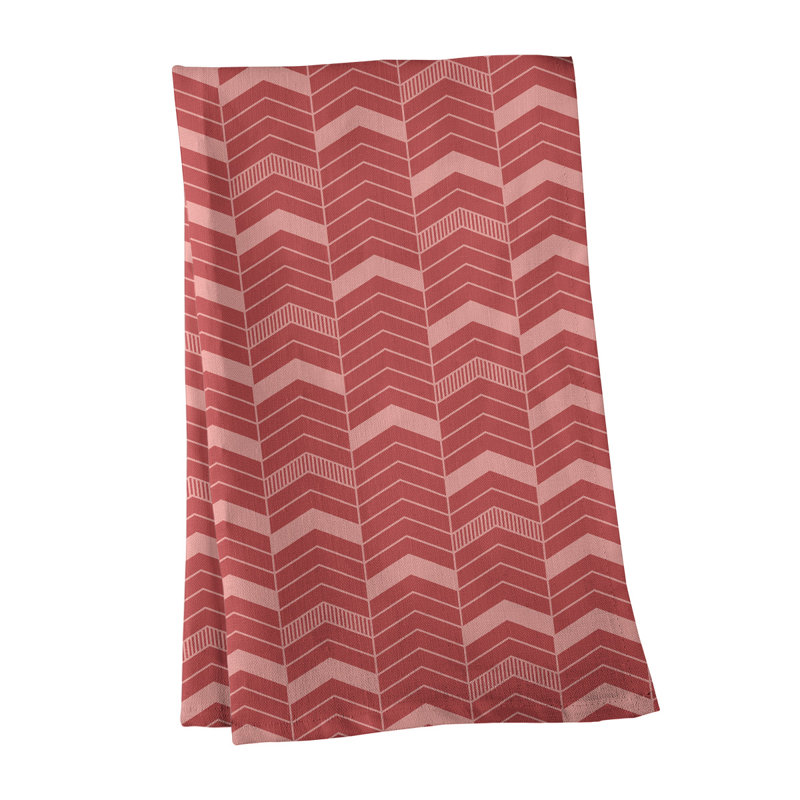 Stephenie Tea Towel Kitchen Towel, Red/Peach, Cotton Twill