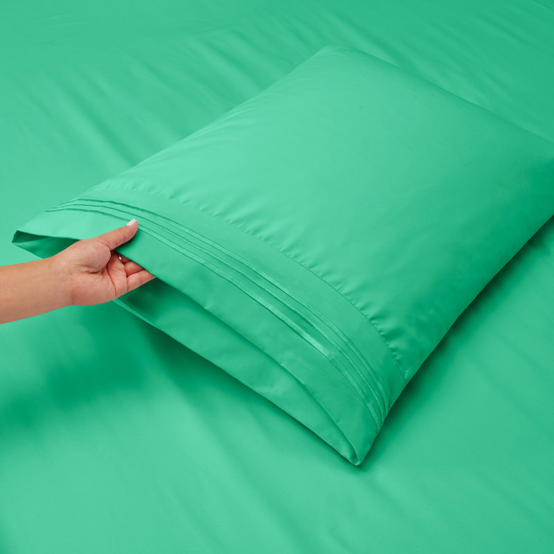  Ensemble de draps double brossé de luxe pour hôtel avec draps et taies d'oreiller très doux, Menthe, Très grand séparé