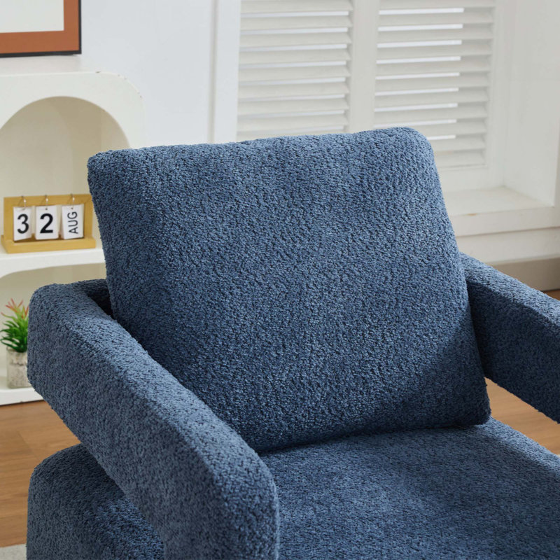 Fauteuil d'appoint pivotant revêtu de tissu bouclé, Marine