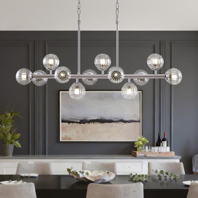 Faustena 12 - Light Dimmable Bubble Glass Sputnik Modern Linear Chandelier