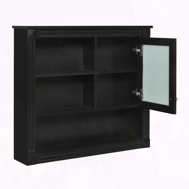 32-inch Wall Mounted Bathroom Medicine Cabinet with Mirror and 4 Adjustable Shelves, Black