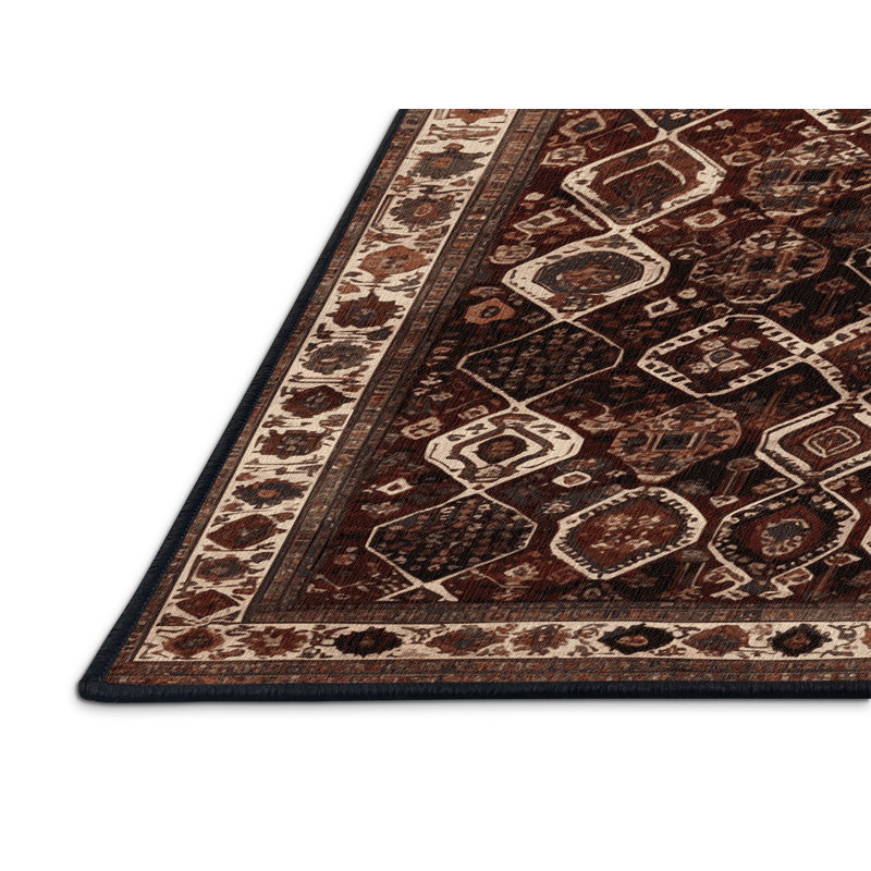 Tapis persan noir lavable à la machine, Rectangle 6 pi x 9 pi