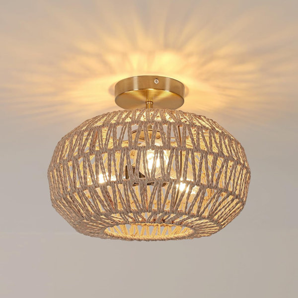 Bayou Breeze Woven Semi Flush Mount Light Fixture | Wayfair Woven Semi Flush Mount Light Fixture