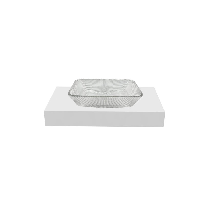 Lavabos vasques rectangulaires noirs en cristal avec base blanche 36 "Charlie, Transparent
