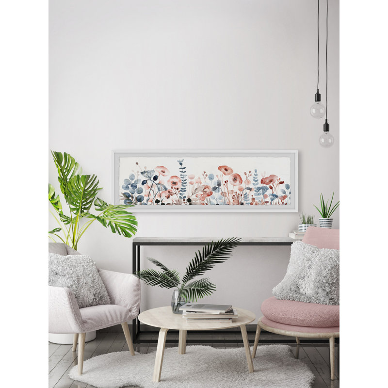 Flower Motif - Single Picture Frame Painting, 25cm H x 76cm W x 3.81cm D