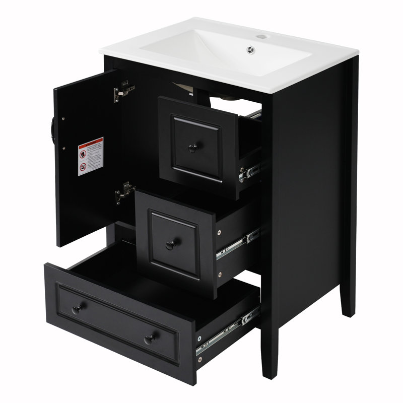 Meuble-lavabo de salle de bain avec lavabo, Noir