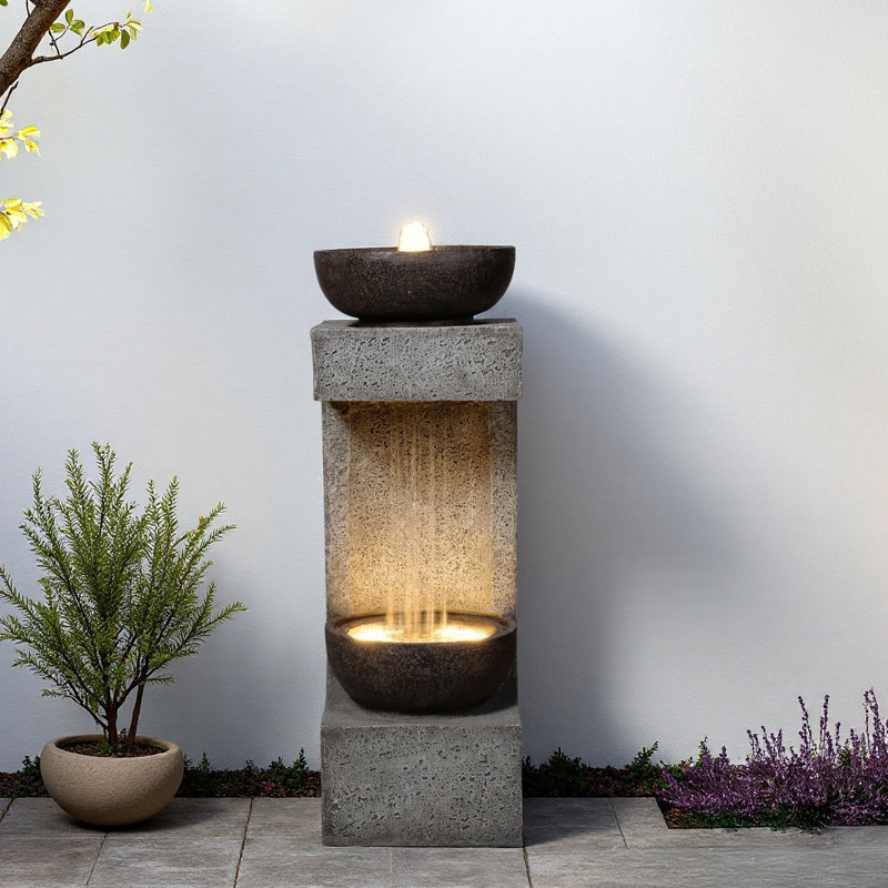 Isaura Polyresin Floor Fountain with LED Lights