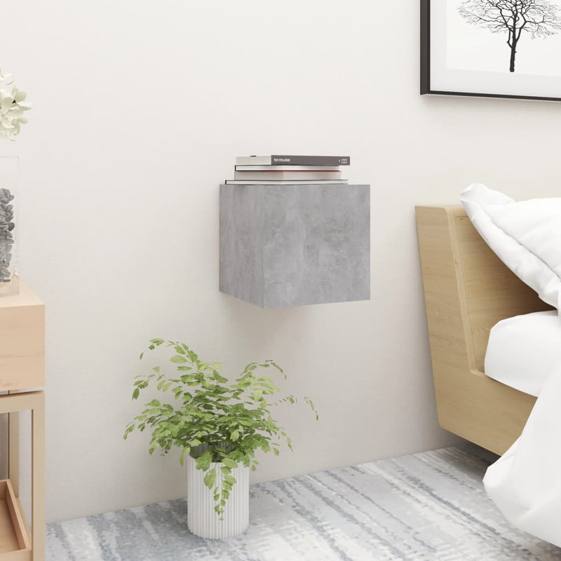 11.8'' W Particle Board / Chipboard Nightstand, Concrete Gray