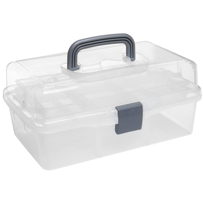 Storage Basket Box Art Carrying Case, Clear/Gray