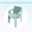 Fauteuil 4 pièces en plastique toutes saisons avec design ergonomique, bleu, capacité de charge élevée, patins antidérapants, pour siège d'invité de dernière minute dans les espaces commerciaux-318395348