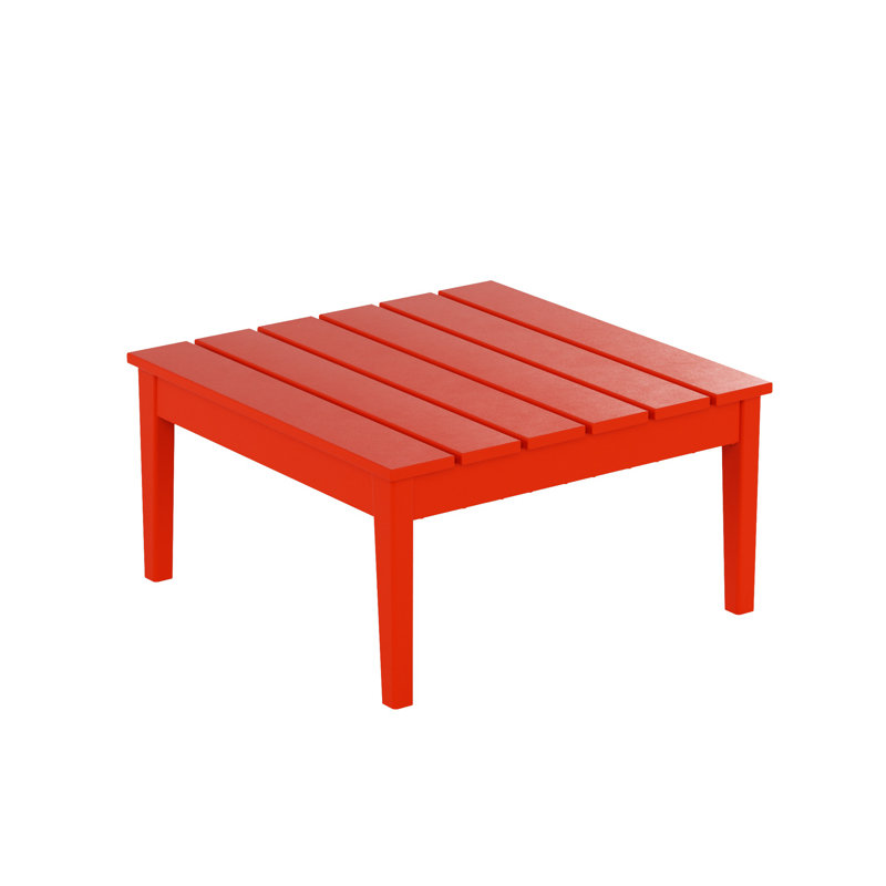 Table basse d'extérieur carrée en PEHD Joubert, Rouge