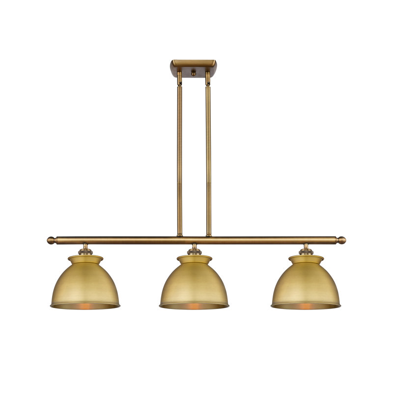 Luminaire suspendu en forme de dôme pour îlot de cuisine 3 lumières Arev, Non, Laiton brossé, Laiton brossé