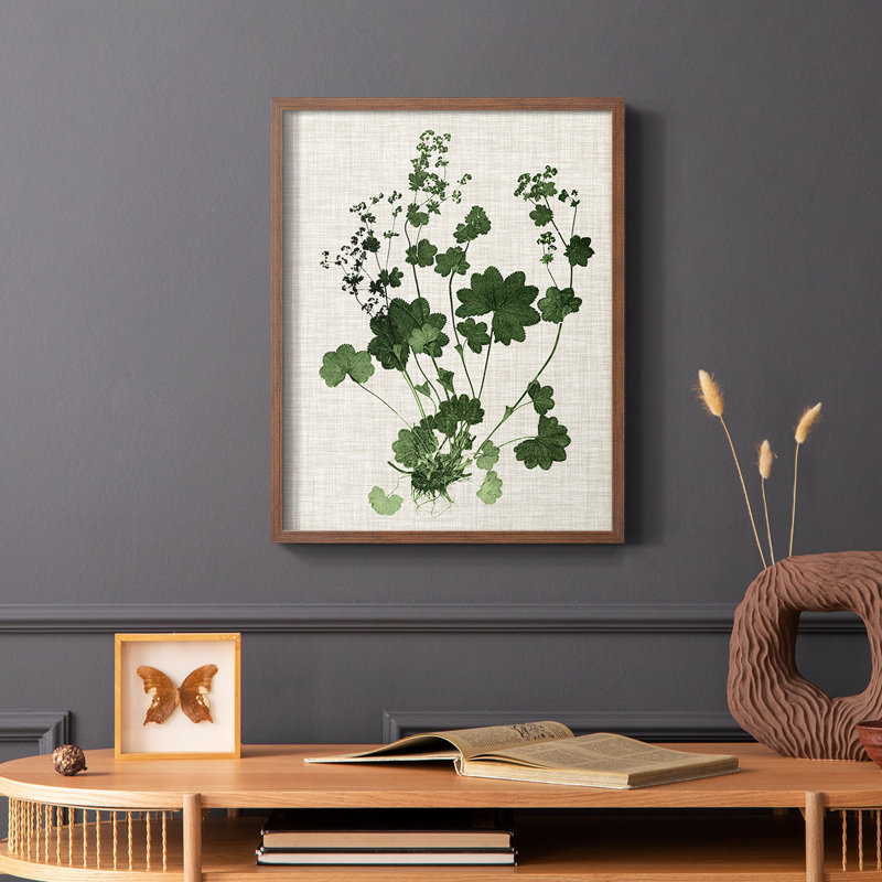 «Forest Foliage on Linen III», reproduction encadrée - bois massif, Brun, H 14 po x l 11 po