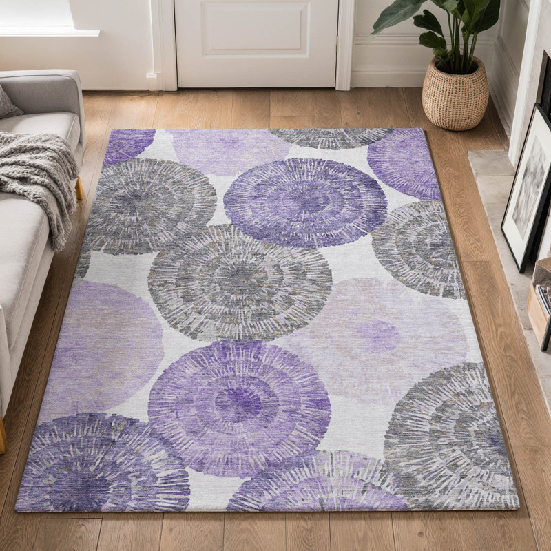 Premium Machine Washable Mayfield AMF2351 Abstract Rug, 8' x 10', Plum