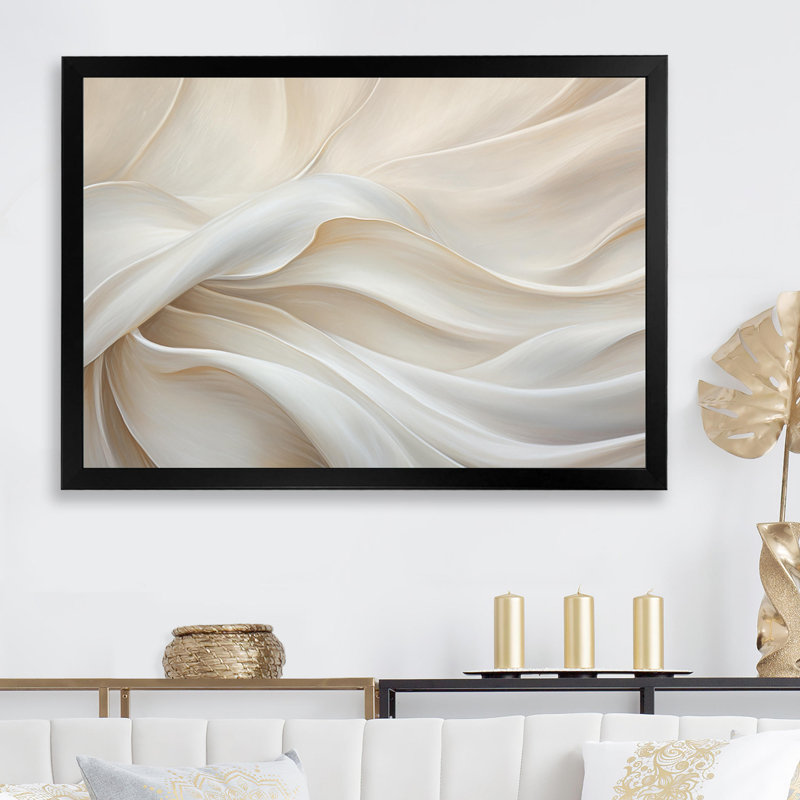 «Ivory Silk Fabric River», reproduction d'art sur toile encadrée, H 16 po x l 32 po, Cadre simple, Noir