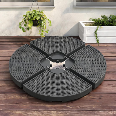 Ensemble de poids de parapluie remplissable en porte-à-faux avec texture en osier - Fabrication en PEHD de 4 pièces pour un abat-jour extérieur stable