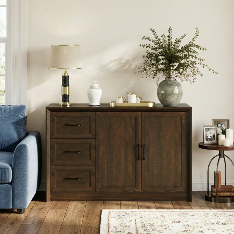 3-Drawer & 2-Door Accent Cabinet Storage Solution For Entryway, Living Room & Bedroom, Brown