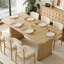 Table de salle à manger de 62 po pour 6 personnes, table de cuisine de ferme avec base cannelée robuste, plateau de table très épais, pour salle de conférence, salle à manger, bureau, couleur chêne-1810739430