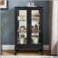 Vitrine lumineuse avec portes en verre trempé et dossier en miroir - Noir