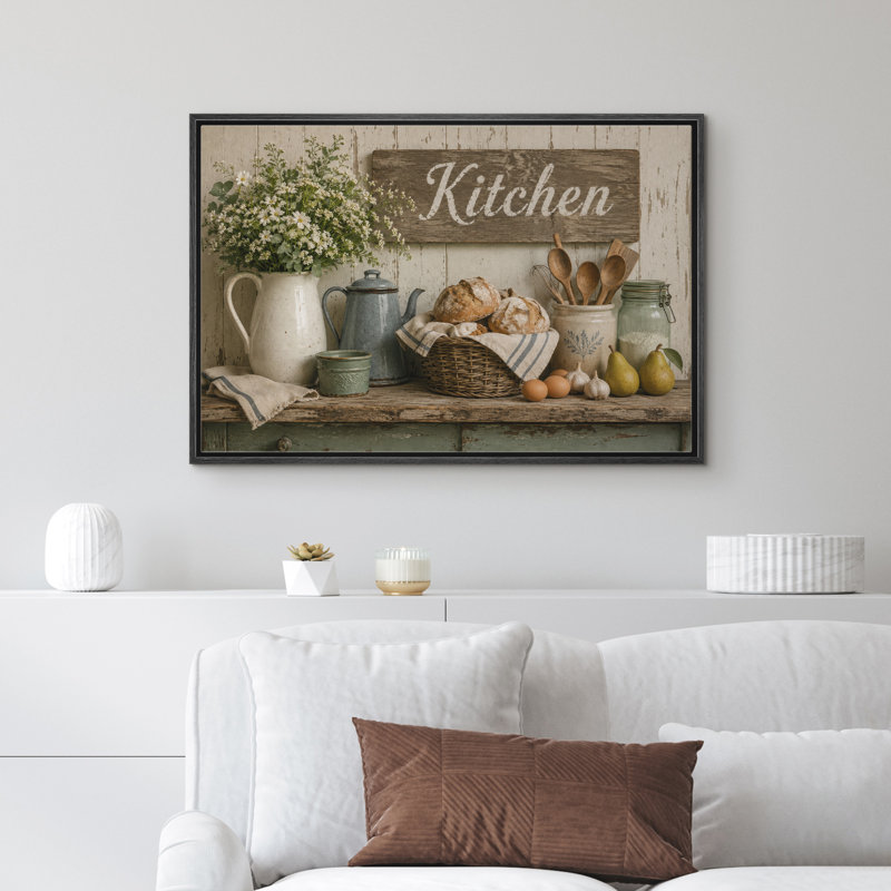 Rustic Farmhouse Kitchen, 16" H x 24" W x 1.5" D, Black