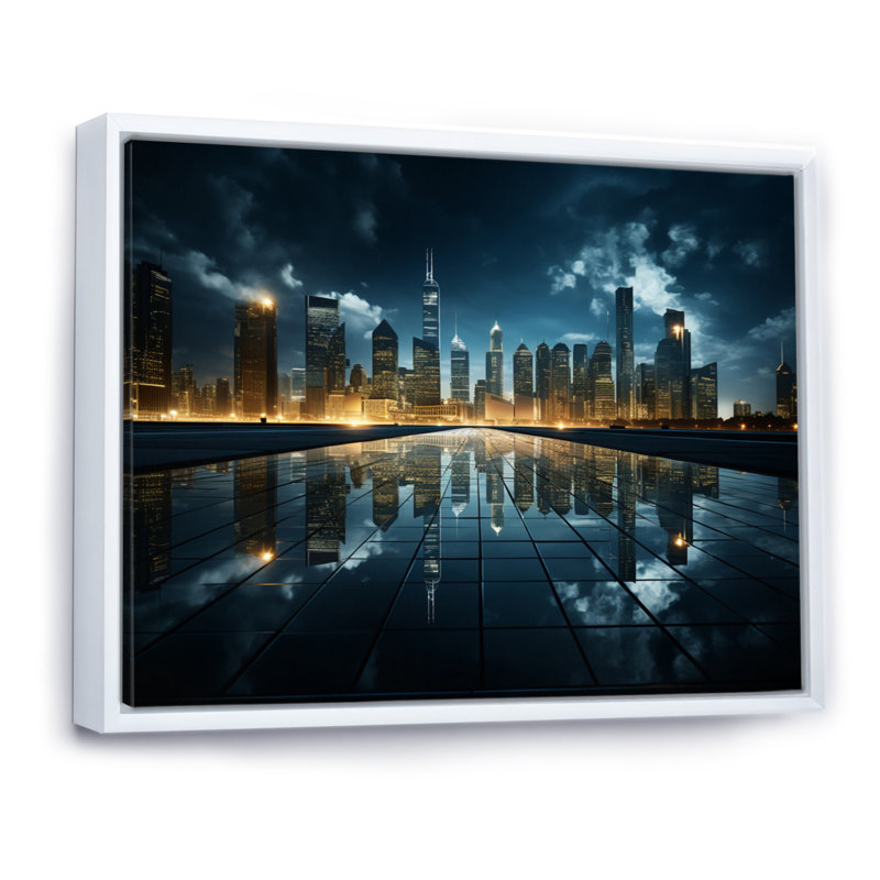 «Skyscrapers Majestic Heights I», reproduction sur toile, H 30 po x l 40 po x P 1,5 po, Cadre flottant blanc