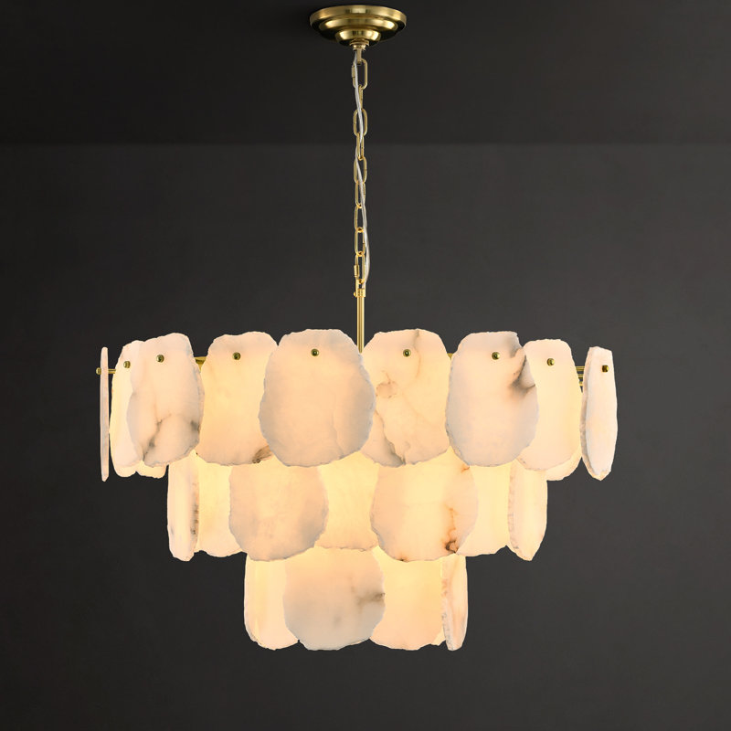 16-light Dimmable Tiered Modern Chandelier With Alabaster Shades