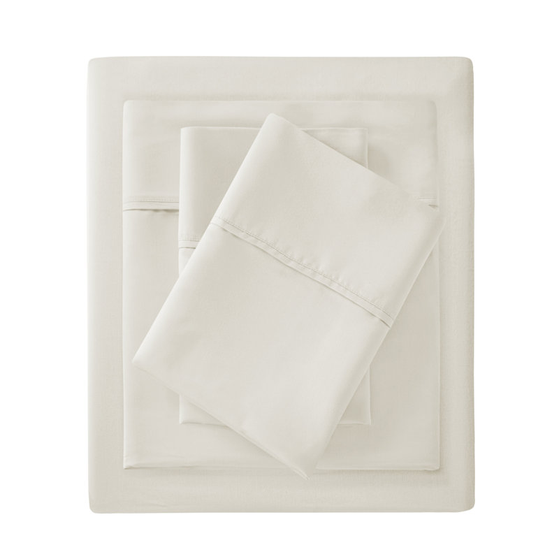 Ensemble de draps pour lit très grand et doux en coton biologique 300 fils ivoire Farwell, Très grand, Ivoire
