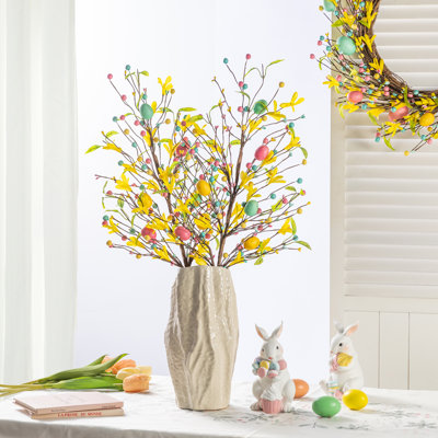 Set Of 2 28"H Easter Berries & Eggs & Leaves Picks