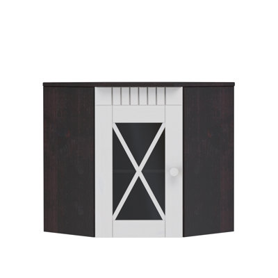 Wall Cabinet for Corner in Brown Pine