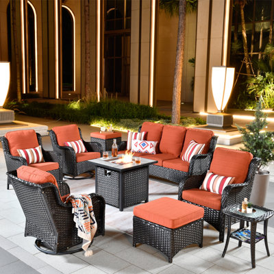 Amerissa 7 - Person Patio Conversation Set with Cushions