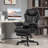 Executive Office Chair, 400LBS Big and Tall Office Chair with Foot Rest, Microfiber Computer Desk Chair with Lumbar Support, Reclining Function and Wide Seat, Black