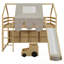 Structure de lit double pleine grandeur en forme de maison en bois avec tente-962466275