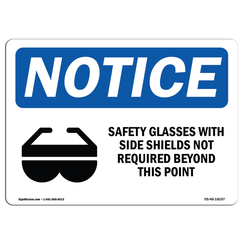 Safety Glasses with Side Shields Sign