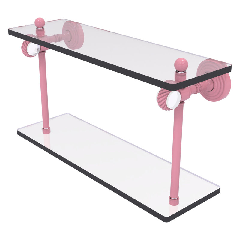 Pacific Grove Collection Inch Two Tiered Glass Shelf with Twisted Accents PG, H 9,3 po x l 16 po x P 5,125 po, Rose