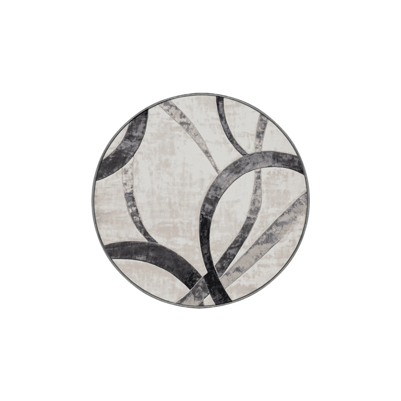 Machine Washable Gray Area Rug, Round 8'