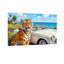 Animals Tiger Beside Classic Car Beach Scene-158973750