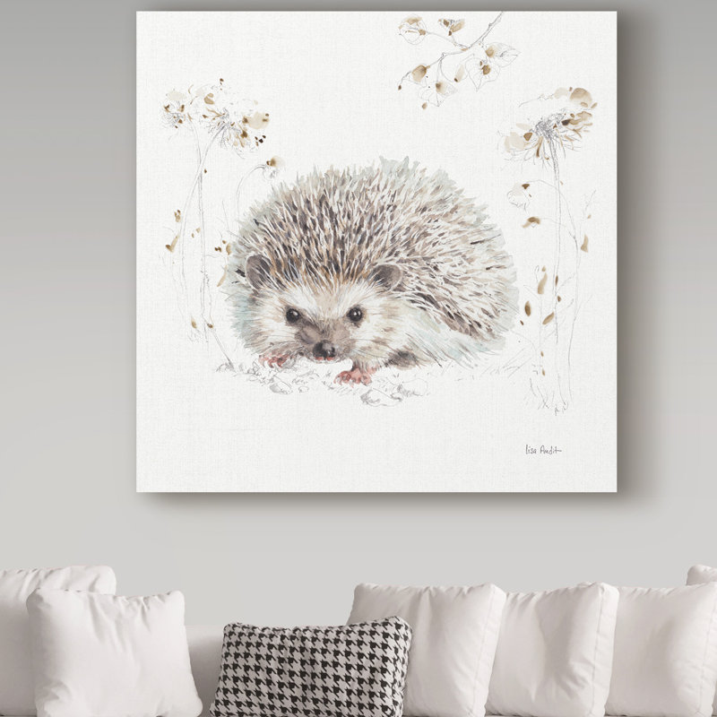 « forestière walk xii hedgehog », reproduction de peinture à l’acrylique sur toile tendue, H 35 po x l 35 po x P 2 po