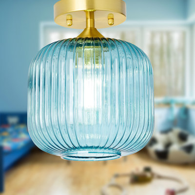 10.25"H William Blue Globe Ceiling Light