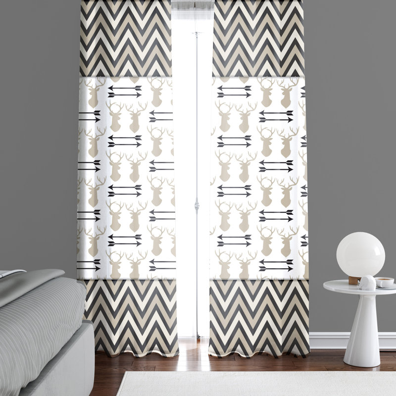 Paire de rideaux semi-transparents avec passe-tringle Chevron, L 20 po x L 82 po