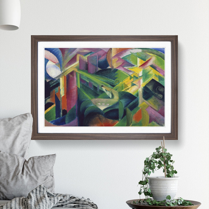 Deer in a Monastery Garden by Franz Marc - Picture Frame Painting, 27cm H x 36cm W x 2cm D, Walnut Framed