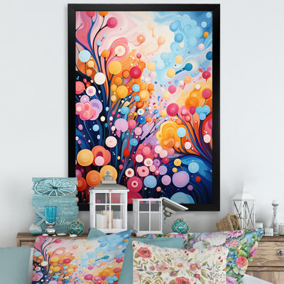 «Rose and Blue Botanical Abstracts Wonderland III», art mural botanique