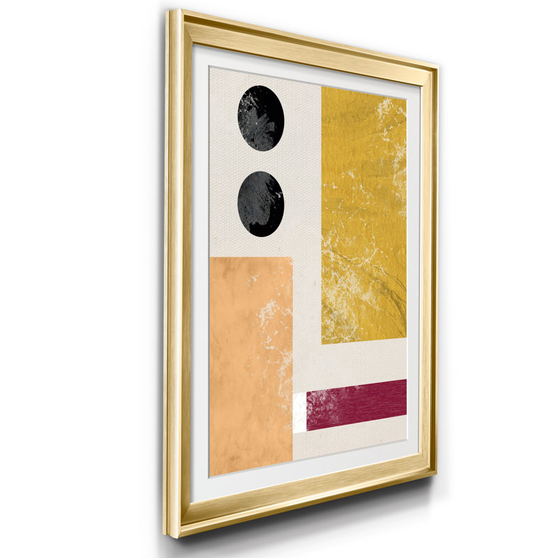 «Essie Abstract I», reproduction d'art graphique sur papier encadré, H 18,5 po x l 24,5 po x P 1,5 po, Doré