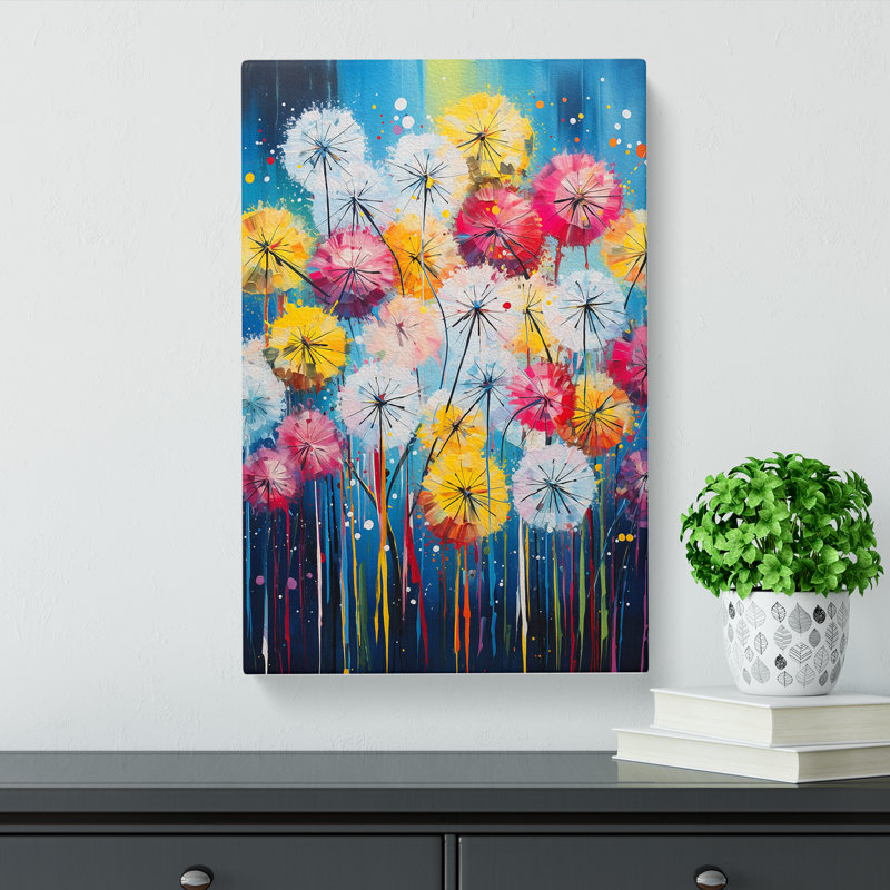 Dandelion Expressionism - Wrapped Canvas Print