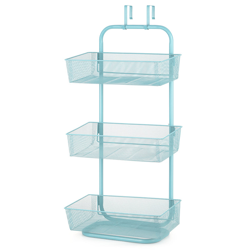 Arnish Metal Wall Organizer with Wall Baskets, Blue